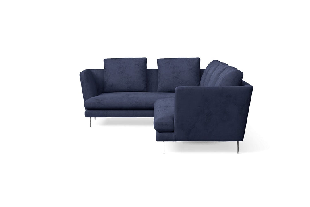 LIVELUSSO Chaise Lounge Sofa Faenza 4 Seater Left Hand Facing Chaise Lounge Corner Sofa Dark Blue Velvet