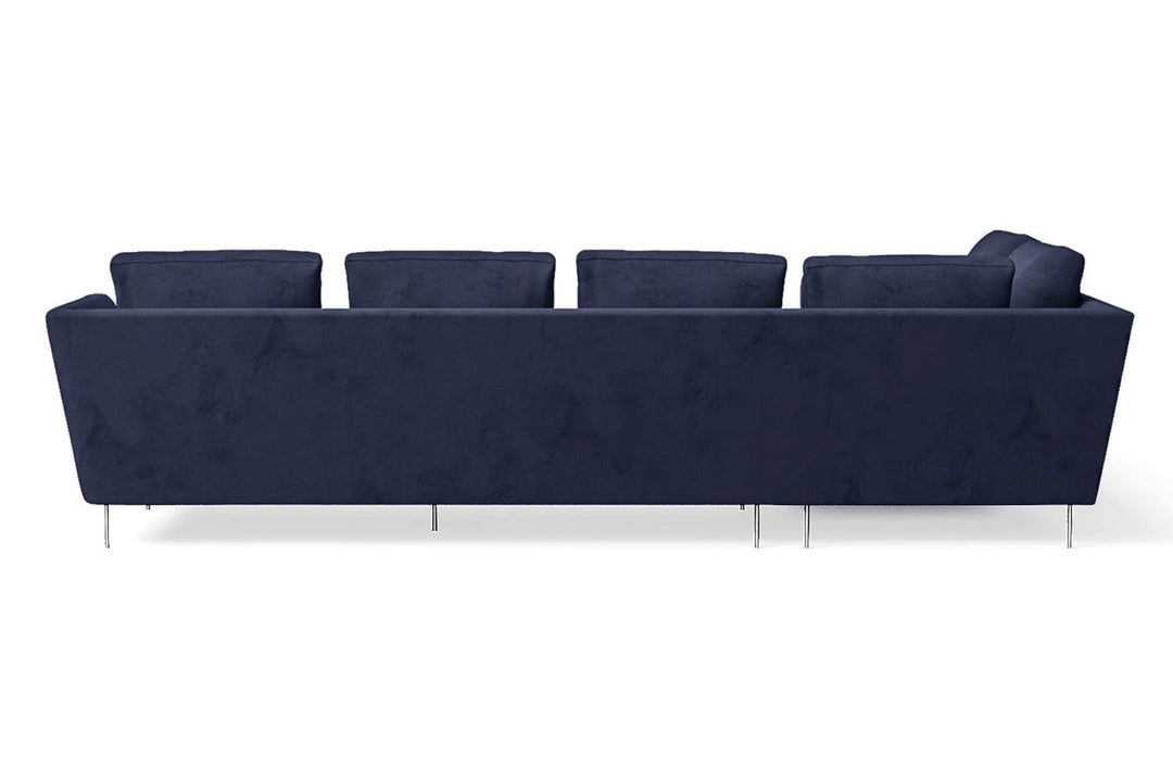 LIVELUSSO Chaise Lounge Sofa Faenza 4 Seater Left Hand Facing Chaise Lounge Corner Sofa Dark Blue Velvet