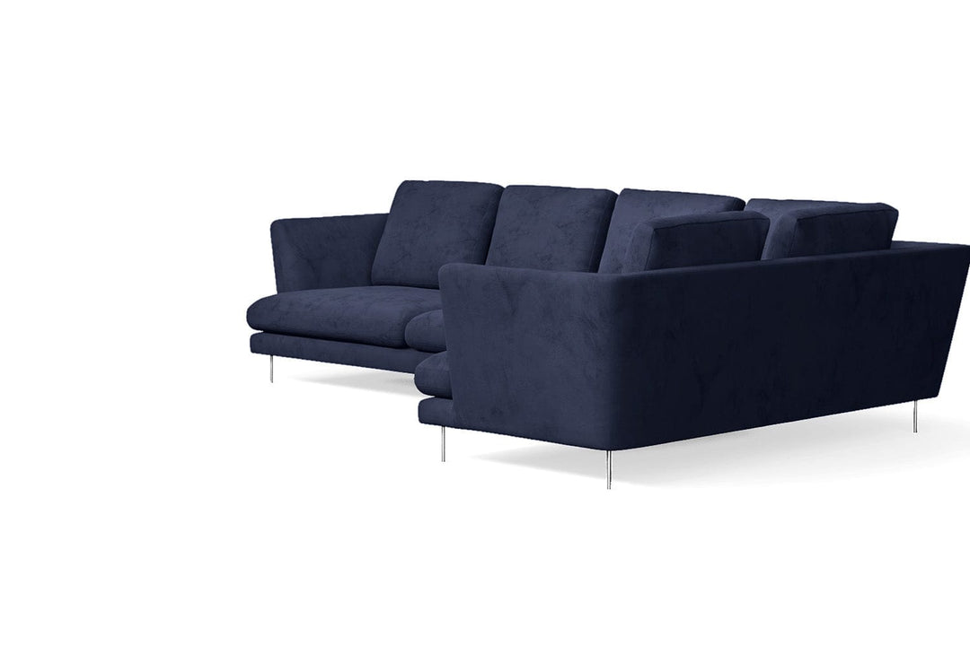 LIVELUSSO Chaise Lounge Sofa Faenza 4 Seater Right Hand Facing Chaise Lounge Corner Sofa Dark Blue Velvet