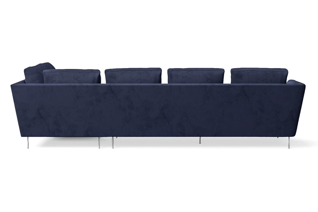 LIVELUSSO Chaise Lounge Sofa Faenza 4 Seater Right Hand Facing Chaise Lounge Corner Sofa Dark Blue Velvet