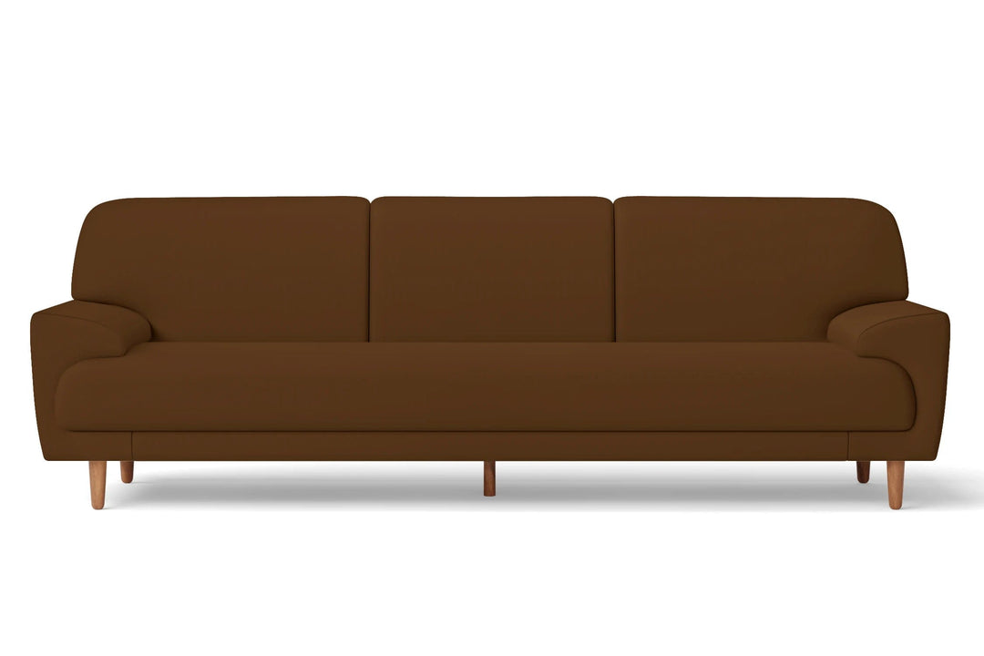 LIVELUSSO Sofa Ferrara 4 Seater Sofa Walnut Brown Leather