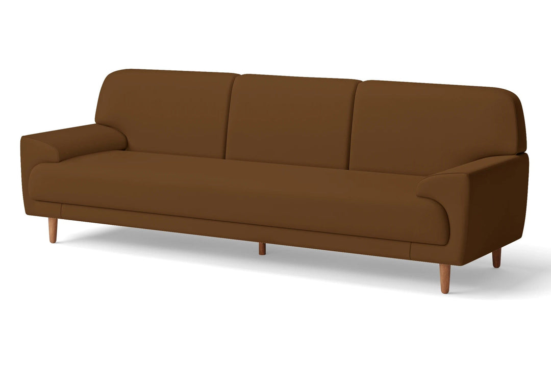 LIVELUSSO Sofa Ferrara 4 Seater Sofa Walnut Brown Leather