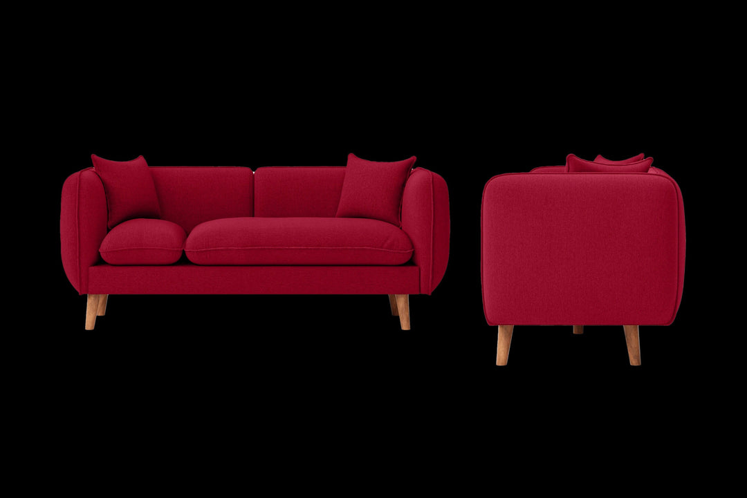 LIVELUSSO Sofa Florence 2 Seater Sofa Red Linen Fabric