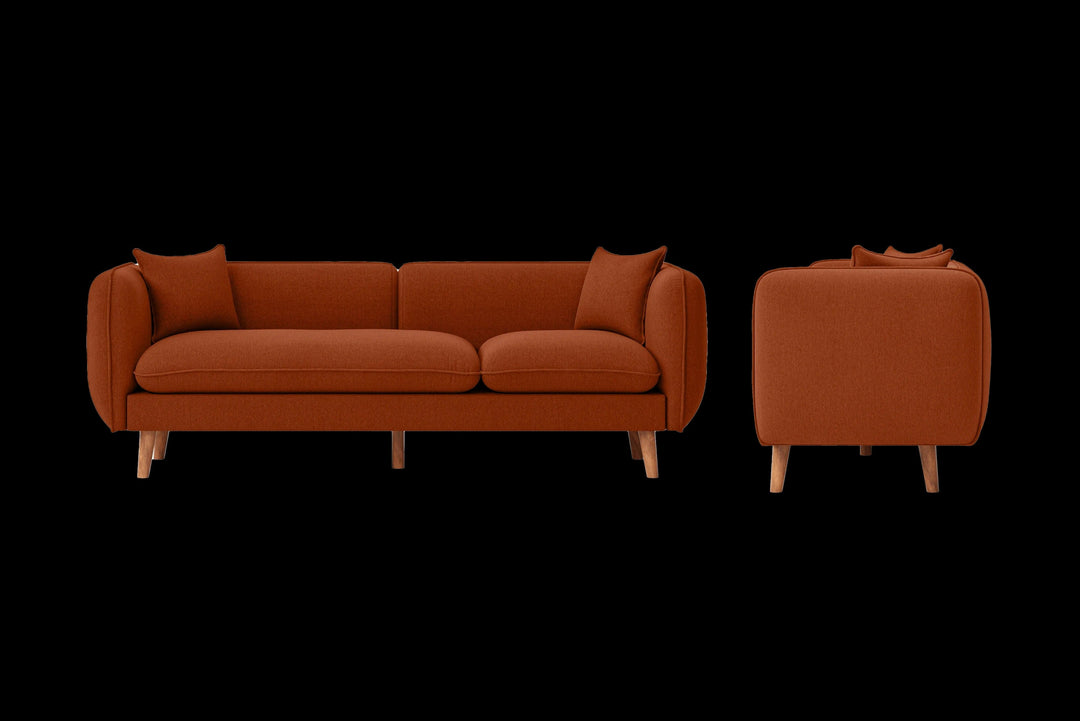 LIVELUSSO Sofa Florence 3 Seater Sofa Orange Linen Fabric