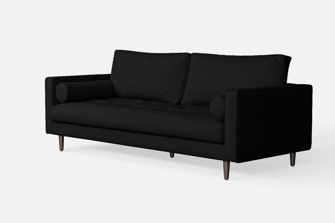 LIVELUSSO Sofa Gela 2 Seater Sofa Black Leather