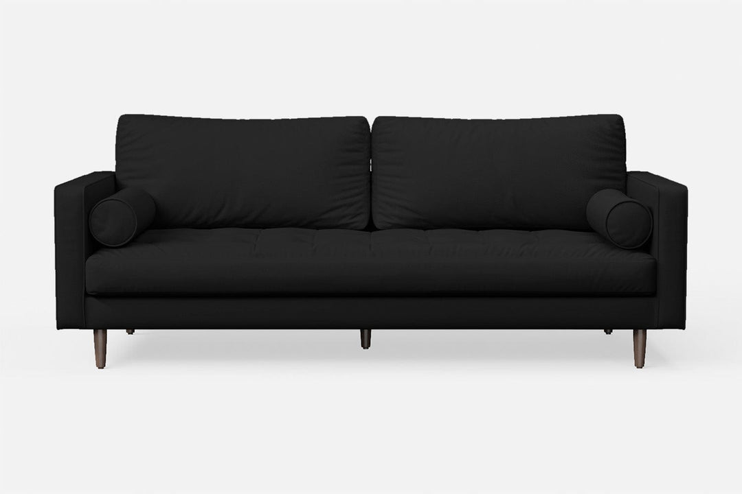 LIVELUSSO Sofa Gela 3 Seater Sofa Black Leather