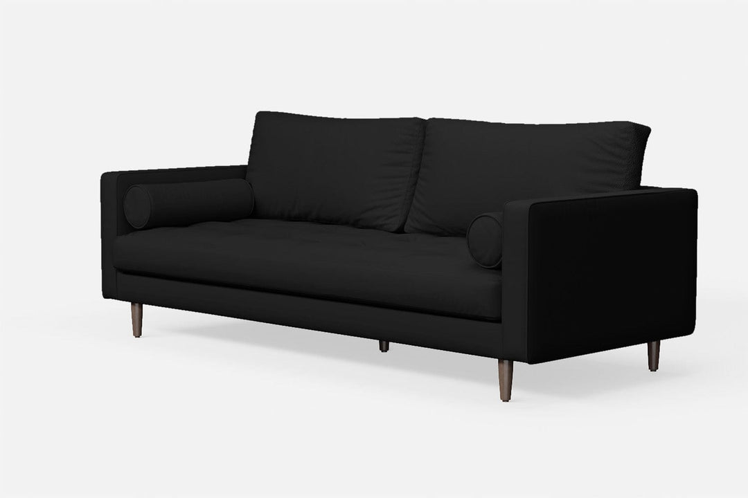 LIVELUSSO Sofa Gela 3 Seater Sofa Black Leather