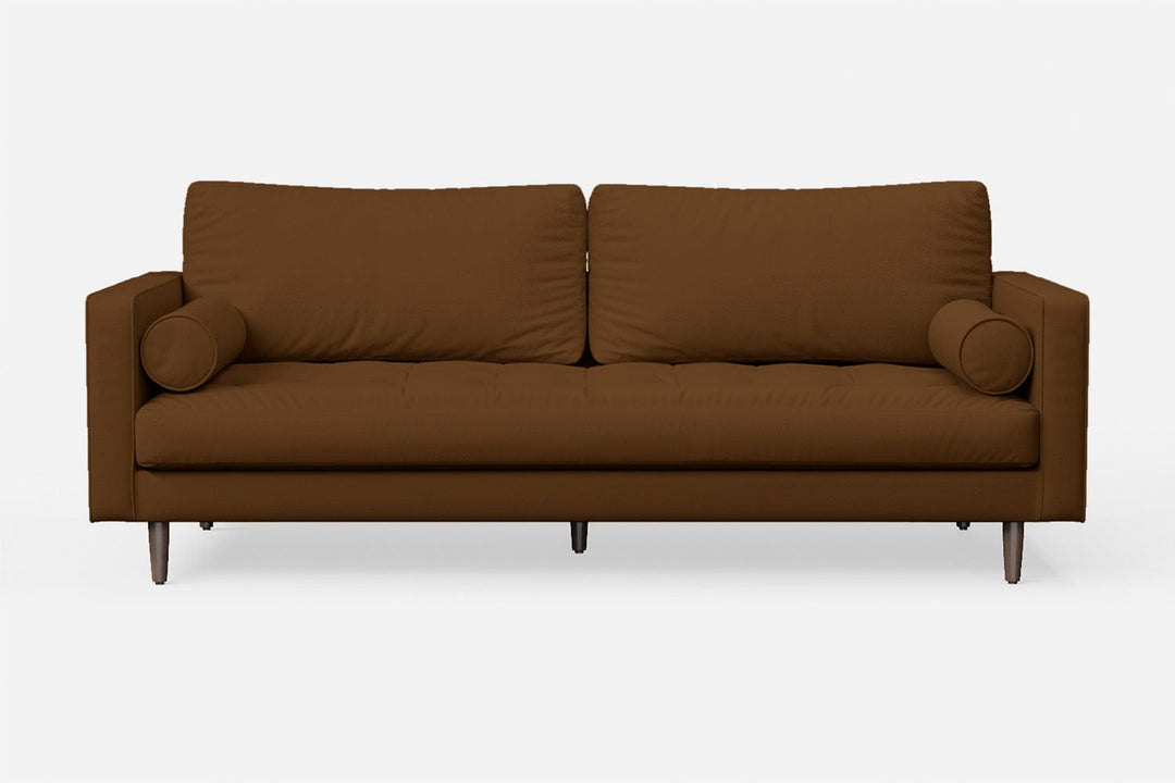 LIVELUSSO Sofa Gela 3 Seater Sofa Walnut Brown Leather