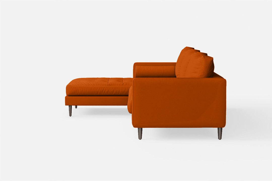 LIVELUSSO Chaise Lounge Sofa Gela 3 Seater Left Hand Facing Chaise Lounge Corner Sofa Orange Leather