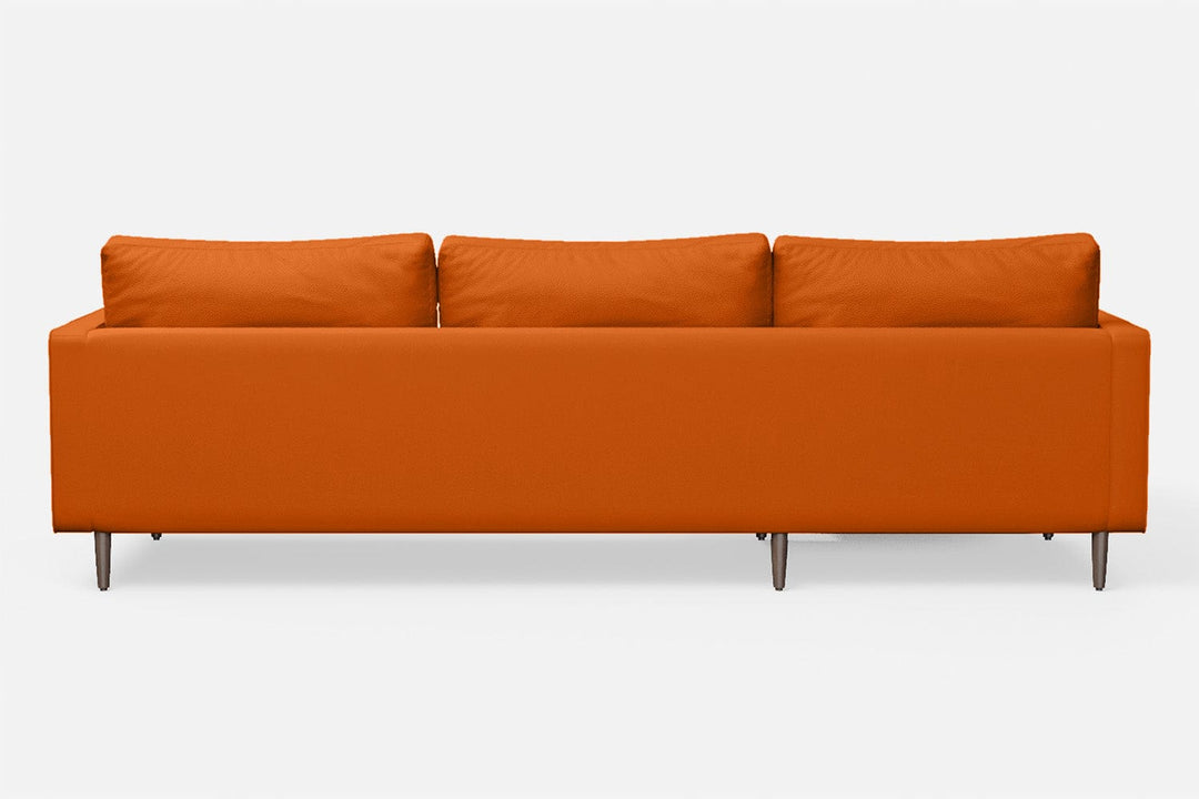 LIVELUSSO Chaise Lounge Sofa Gela 3 Seater Left Hand Facing Chaise Lounge Corner Sofa Orange Leather