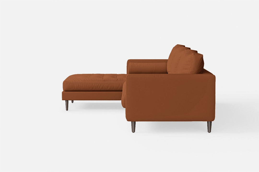 LIVELUSSO Chaise Lounge Sofa Gela 3 Seater Left Hand Facing Chaise Lounge Corner Sofa Tan Brown Leather