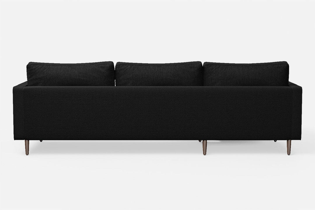 LIVELUSSO Chaise Lounge Sofa Gela 3 Seater Left Hand Facing Chaise Lounge Corner Sofa Black Linen Fabric