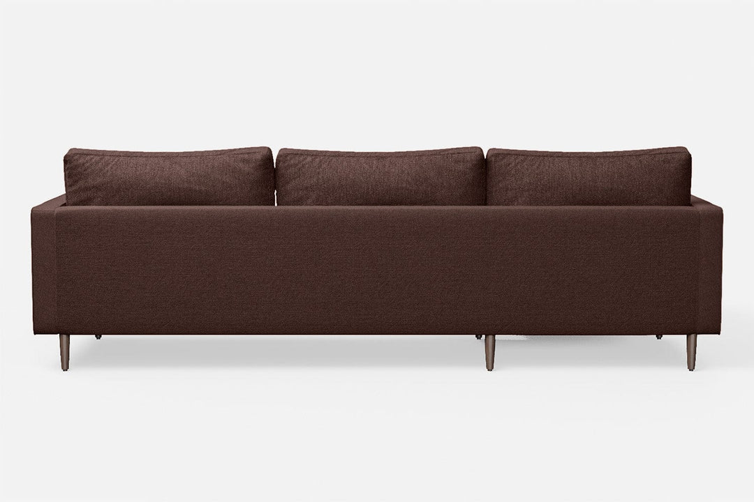 LIVELUSSO Chaise Lounge Sofa Gela 3 Seater Left Hand Facing Chaise Lounge Corner Sofa Coffee Brown Linen Fabric