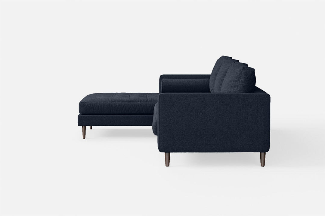 LIVELUSSO Chaise Lounge Sofa Gela 3 Seater Left Hand Facing Chaise Lounge Corner Sofa Dark Blue Linen Fabric