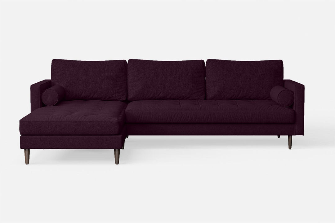 LIVELUSSO Chaise Lounge Sofa Gela 3 Seater Left Hand Facing Chaise Lounge Corner Sofa Purple Linen Fabric