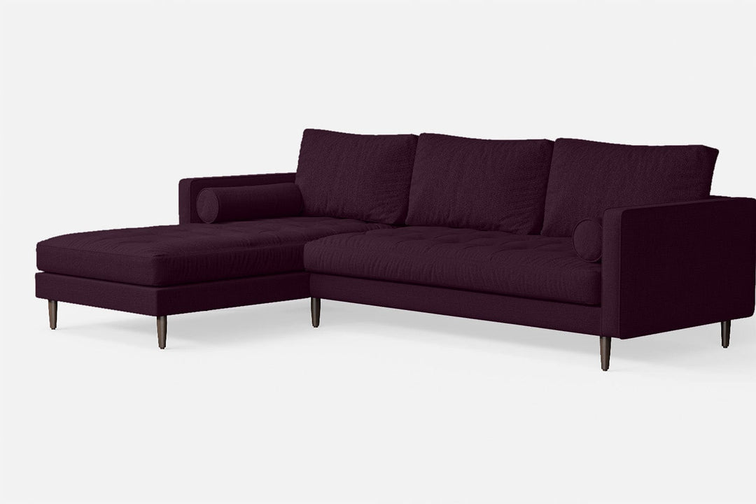 LIVELUSSO Chaise Lounge Sofa Gela 3 Seater Left Hand Facing Chaise Lounge Corner Sofa Purple Linen Fabric