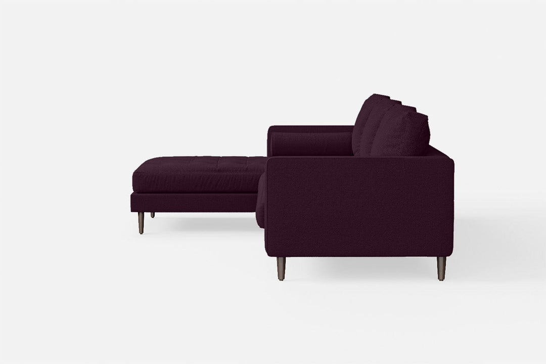 LIVELUSSO Chaise Lounge Sofa Gela 3 Seater Left Hand Facing Chaise Lounge Corner Sofa Purple Linen Fabric