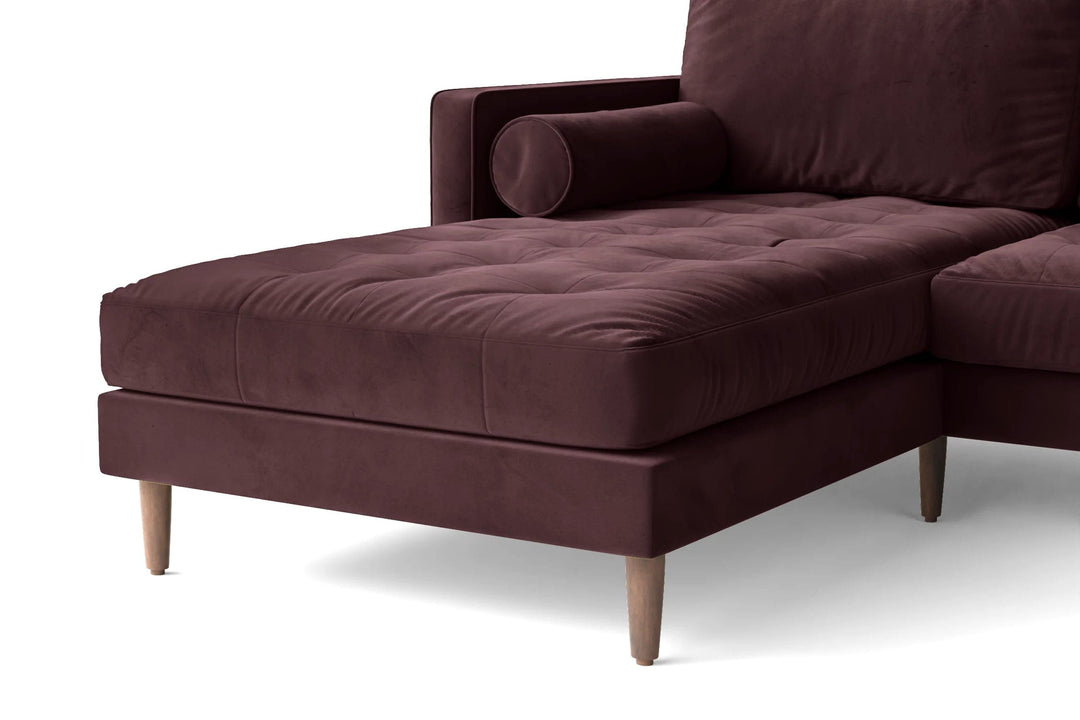 LIVELUSSO Chaise Lounge Sofa Gela 3 Seater Left Hand Facing Chaise Lounge Corner Sofa Grape Velvet