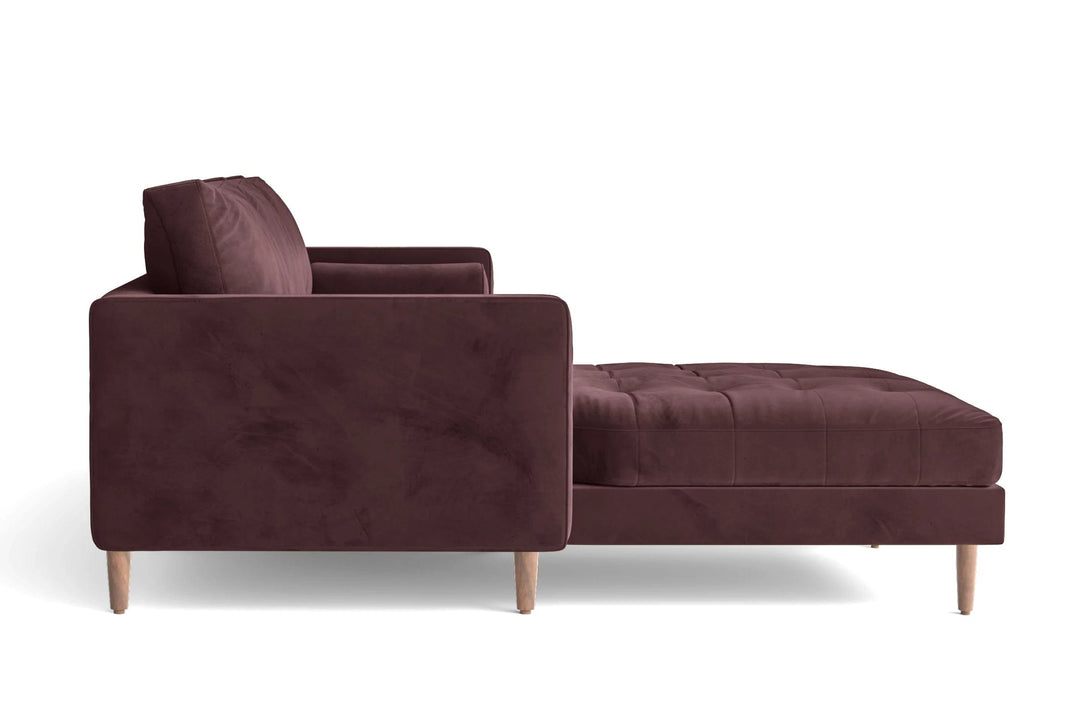 LIVELUSSO Chaise Lounge Sofa Gela 3 Seater Left Hand Facing Chaise Lounge Corner Sofa Grape Velvet