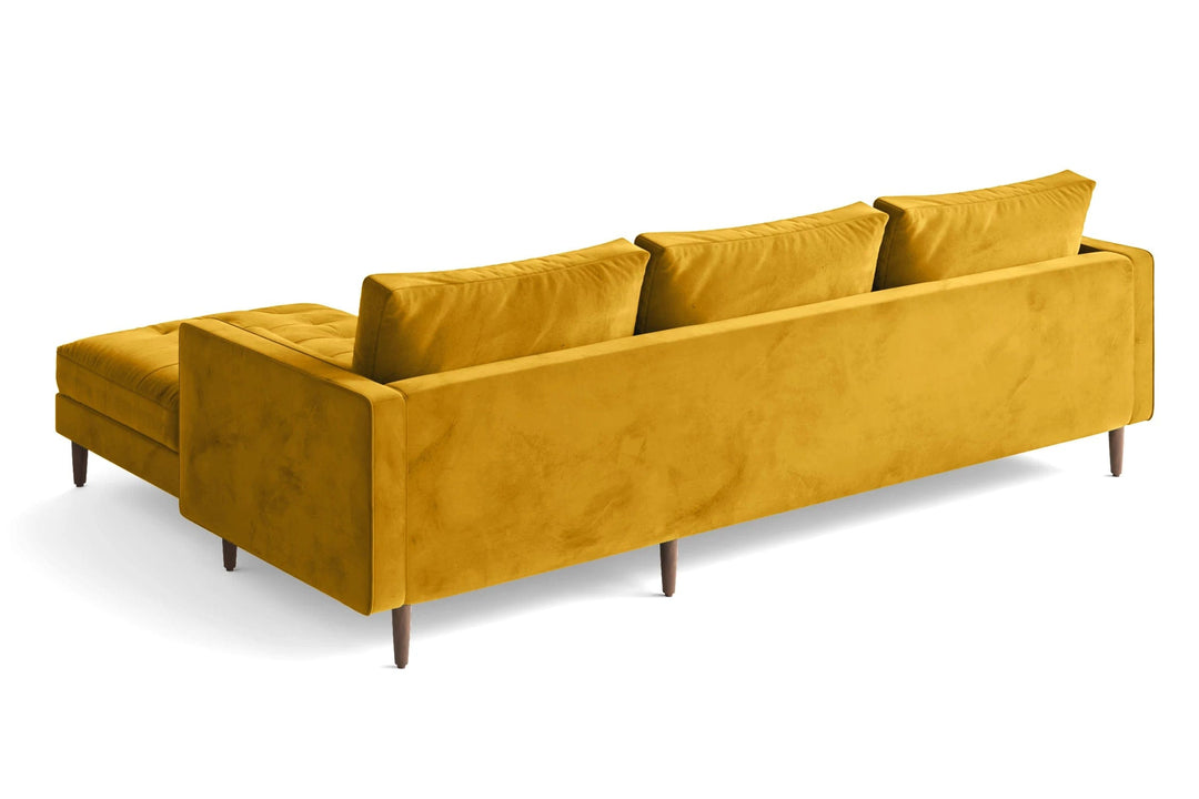 LIVELUSSO Chaise Lounge Sofa Gela 3 Seater Left Hand Facing Chaise Lounge Corner Sofa Yellow Velvet