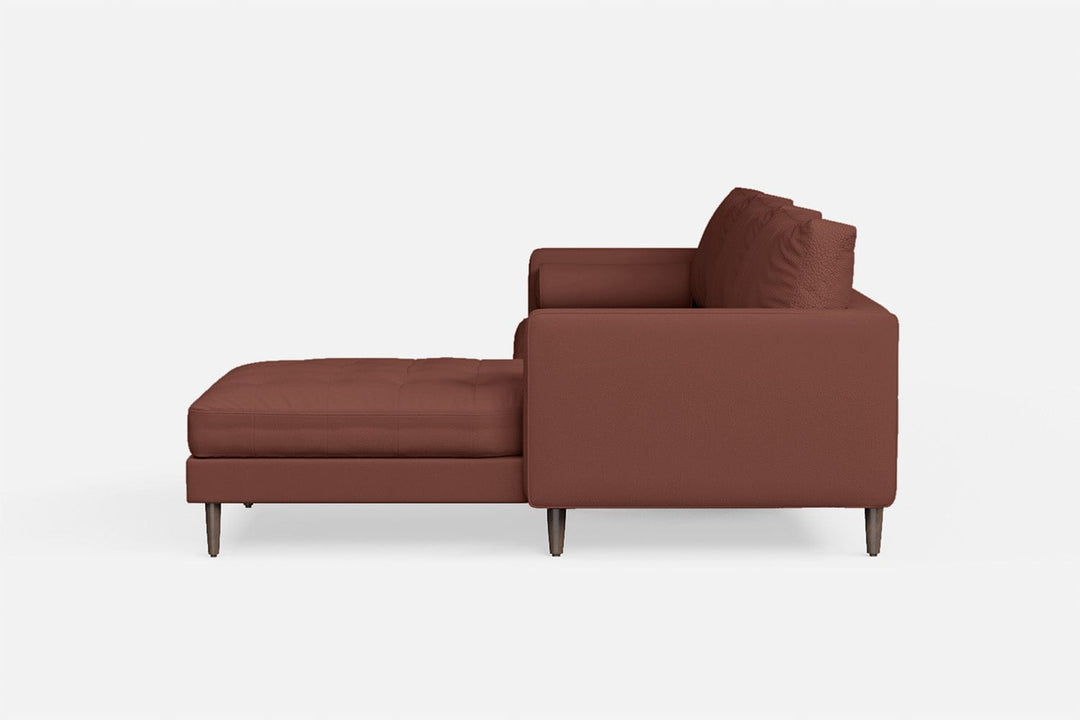 LIVELUSSO Chaise Lounge Sofa Gela 3 Seater Right Hand Facing Chaise Lounge Corner Sofa Mauve Leather