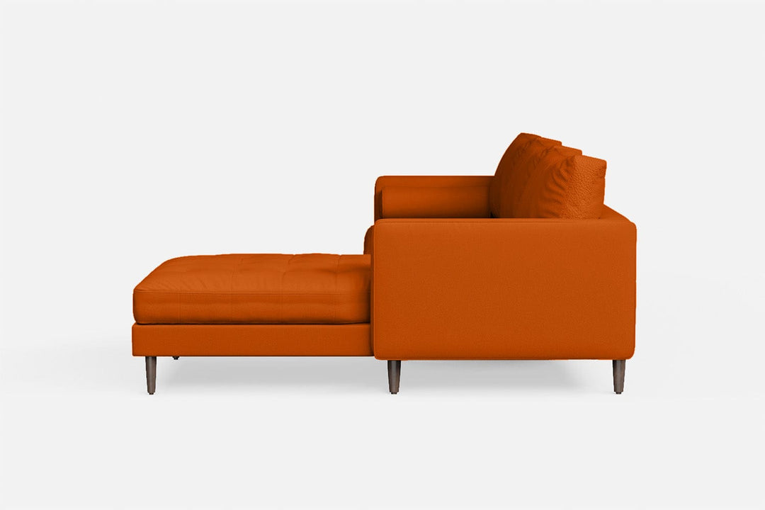 LIVELUSSO Chaise Lounge Sofa Gela 3 Seater Right Hand Facing Chaise Lounge Corner Sofa Orange Leather