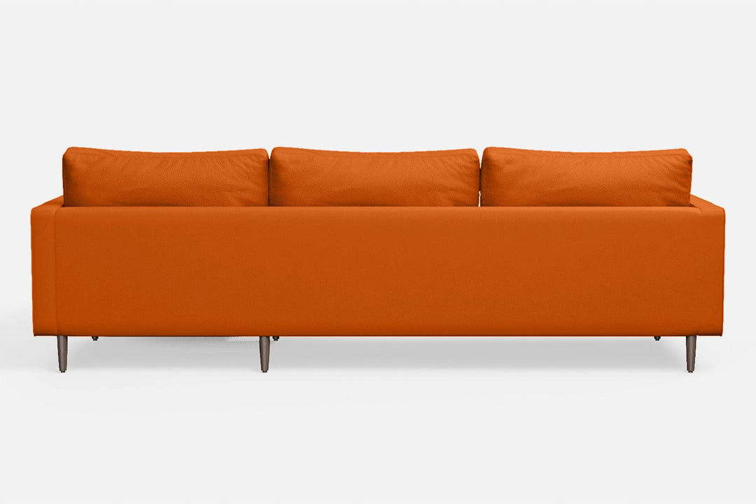 LIVELUSSO Chaise Lounge Sofa Gela 3 Seater Right Hand Facing Chaise Lounge Corner Sofa Orange Leather