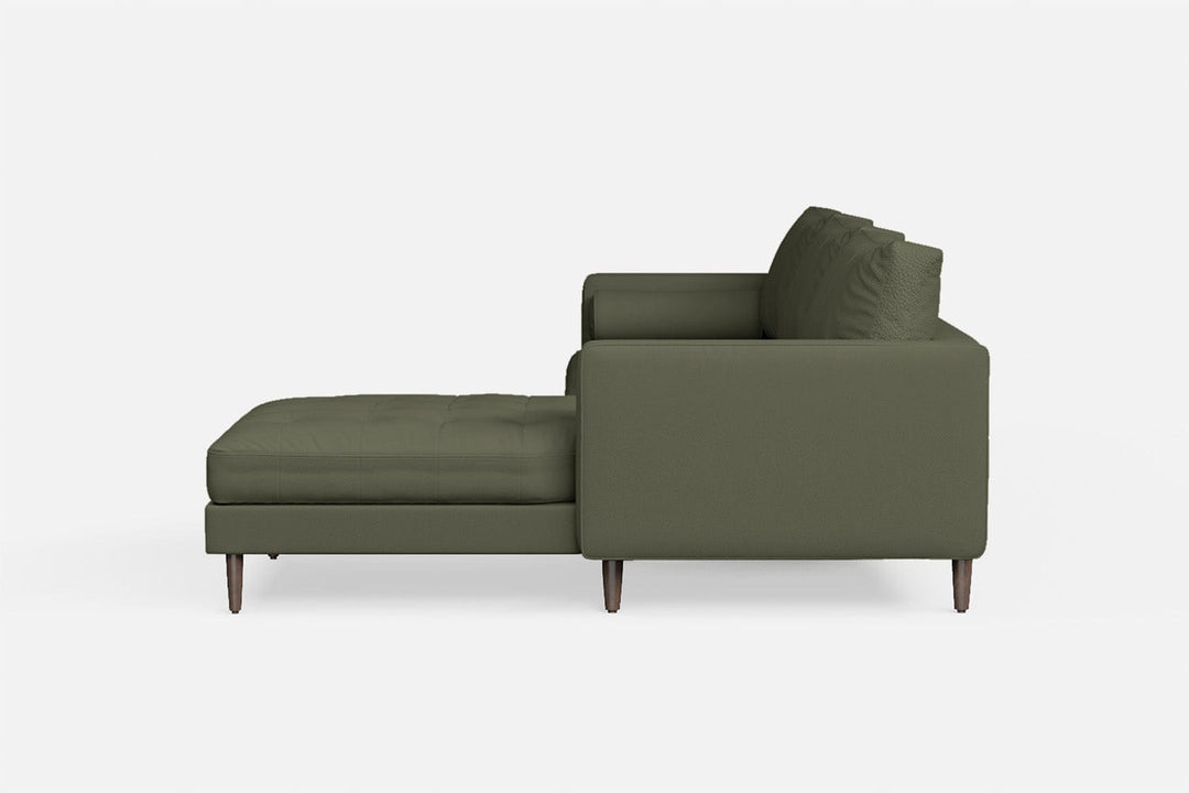 LIVELUSSO Chaise Lounge Sofa Gela 3 Seater Right Hand Facing Chaise Lounge Corner Sofa Sage Leather