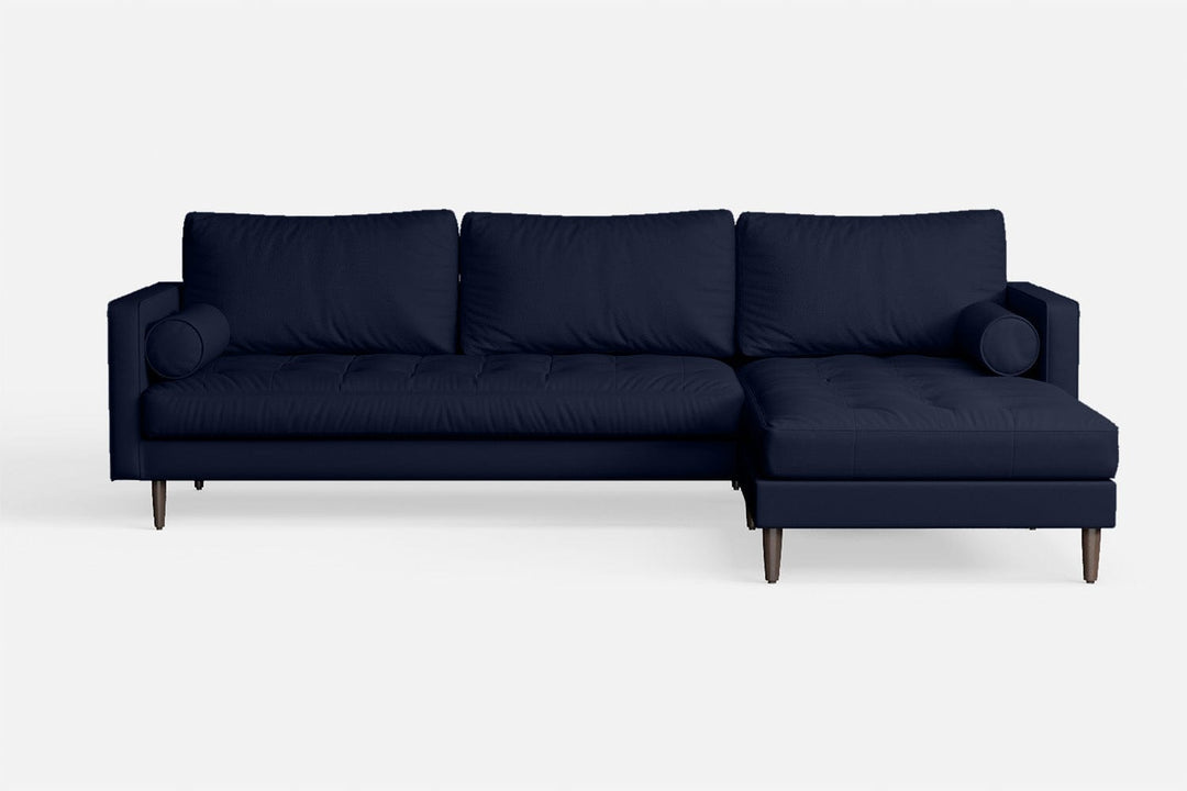 LIVELUSSO Chaise Lounge Sofa Gela 3 Seater Right Hand Facing Chaise Lounge Corner Sofa Spruce Leather