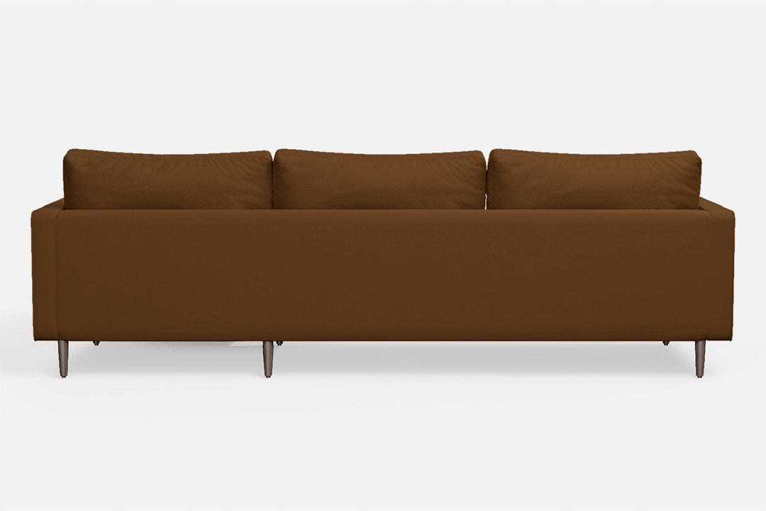 LIVELUSSO Chaise Lounge Sofa Gela 3 Seater Right Hand Facing Chaise Lounge Corner Sofa Walnut Brown Leather