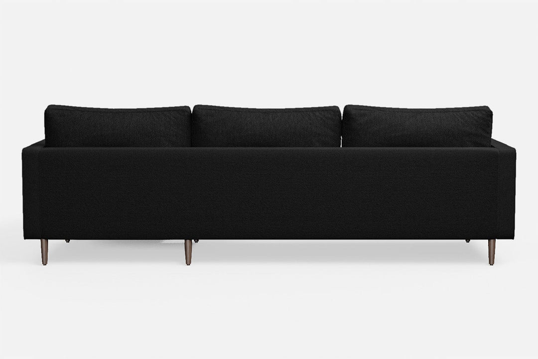 LIVELUSSO Chaise Lounge Sofa Gela 3 Seater Right Hand Facing Chaise Lounge Corner Sofa Black Linen Fabric