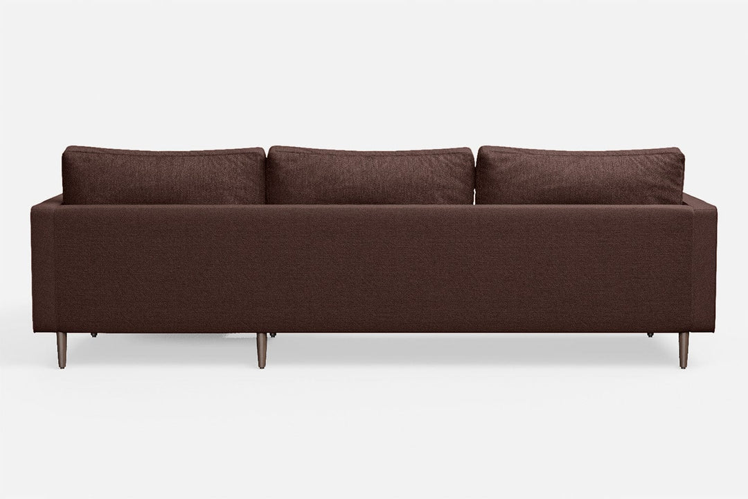 LIVELUSSO Chaise Lounge Sofa Gela 3 Seater Right Hand Facing Chaise Lounge Corner Sofa Coffee Brown Linen Fabric