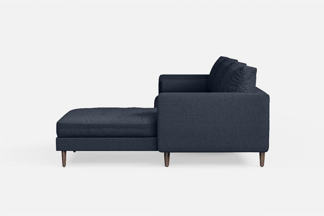 LIVELUSSO Chaise Lounge Sofa Gela 3 Seater Right Hand Facing Chaise Lounge Corner Sofa Dark Blue Linen Fabric