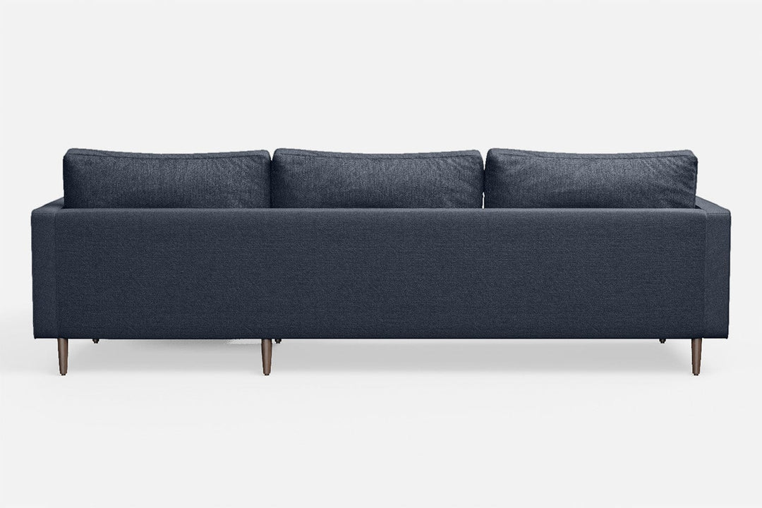 LIVELUSSO Chaise Lounge Sofa Gela 3 Seater Right Hand Facing Chaise Lounge Corner Sofa Dark Blue Linen Fabric