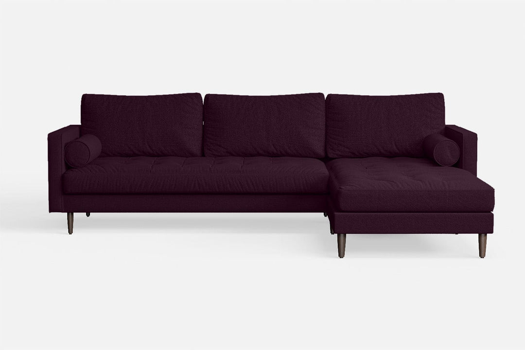 LIVELUSSO Chaise Lounge Sofa Gela 3 Seater Right Hand Facing Chaise Lounge Corner Sofa Purple Linen Fabric