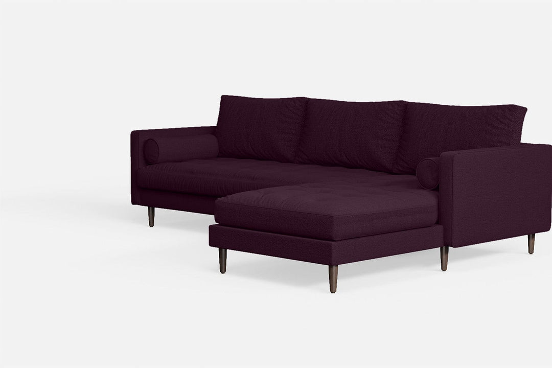 LIVELUSSO Chaise Lounge Sofa Gela 3 Seater Right Hand Facing Chaise Lounge Corner Sofa Purple Linen Fabric