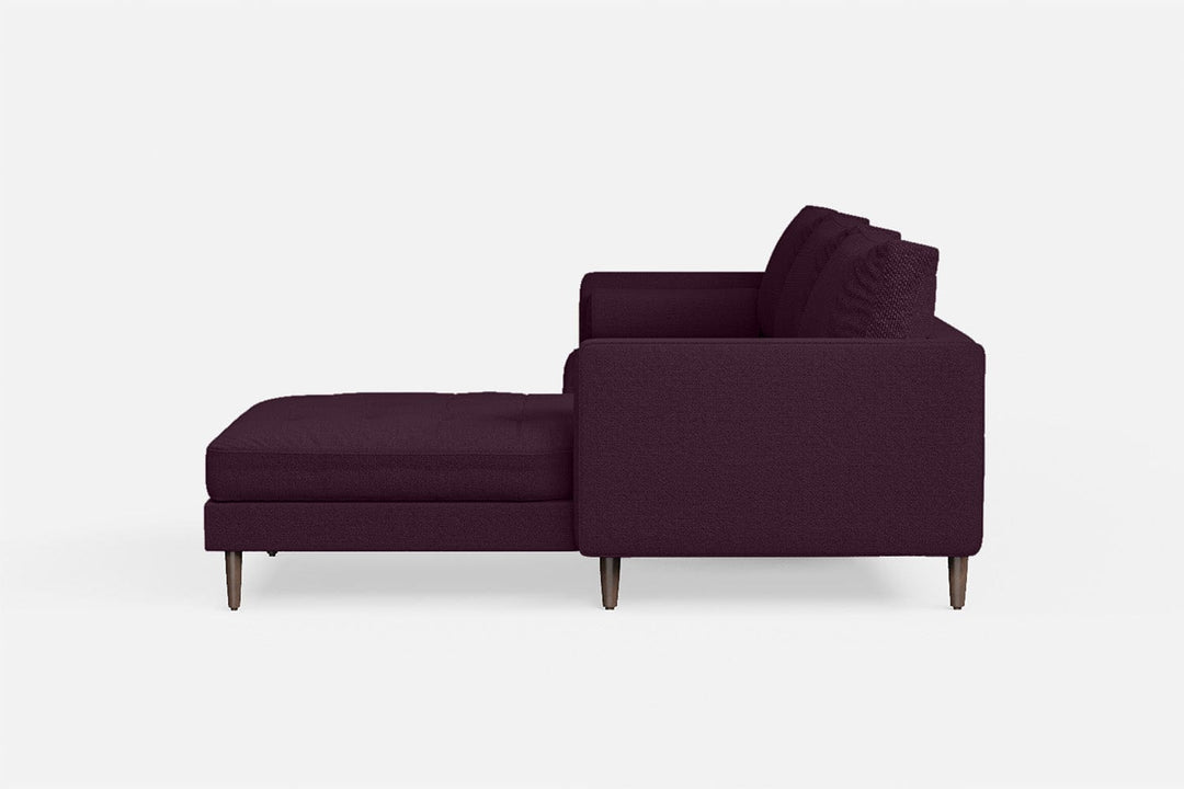 LIVELUSSO Chaise Lounge Sofa Gela 3 Seater Right Hand Facing Chaise Lounge Corner Sofa Purple Linen Fabric