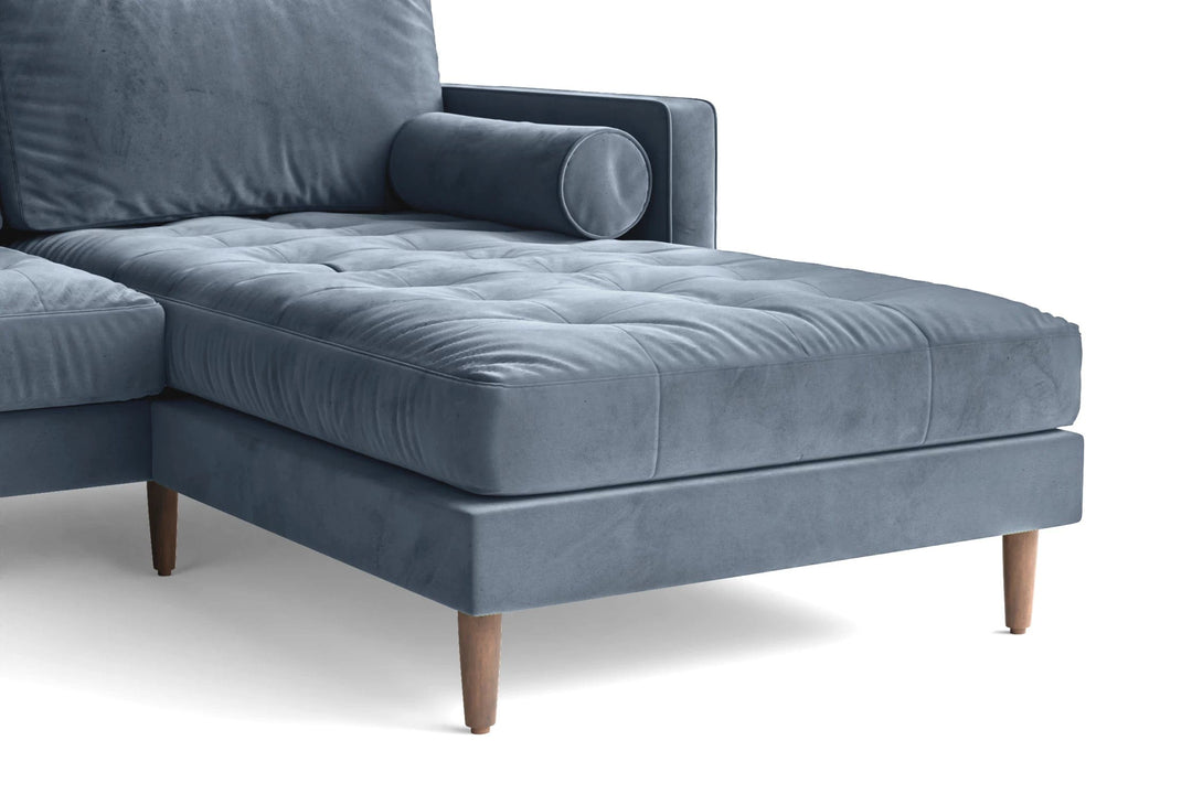 LIVELUSSO Chaise Lounge Sofa Gela 3 Seater Right Hand Facing Chaise Lounge Corner Sofa Baby Blue Velvet