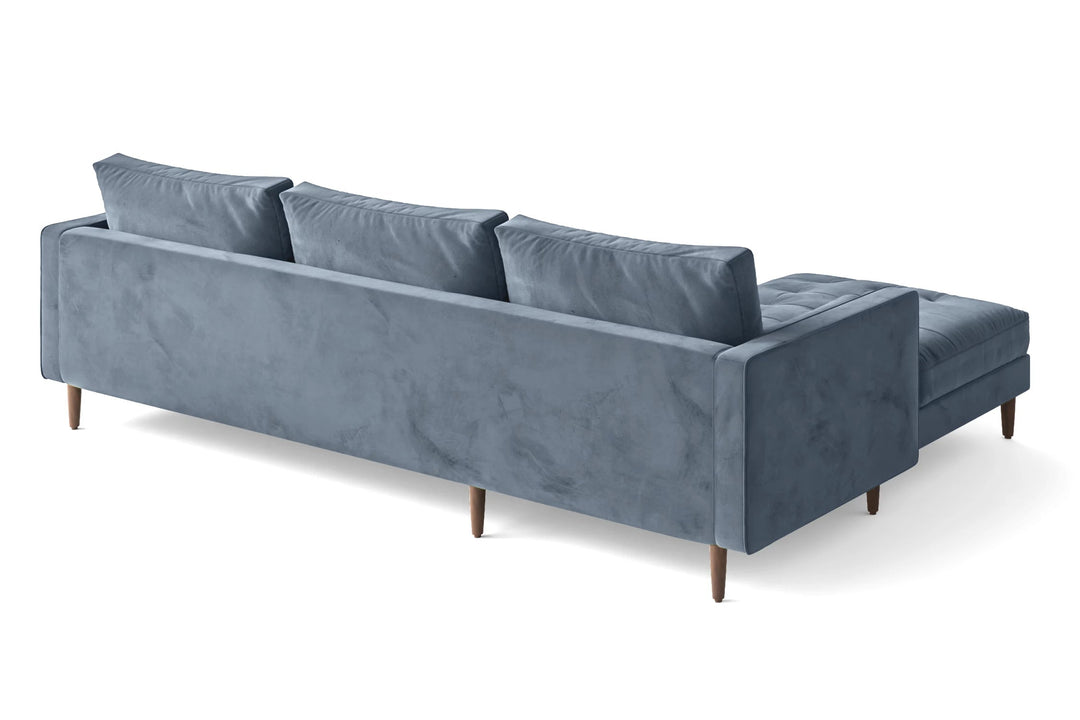 LIVELUSSO Chaise Lounge Sofa Gela 3 Seater Right Hand Facing Chaise Lounge Corner Sofa Baby Blue Velvet