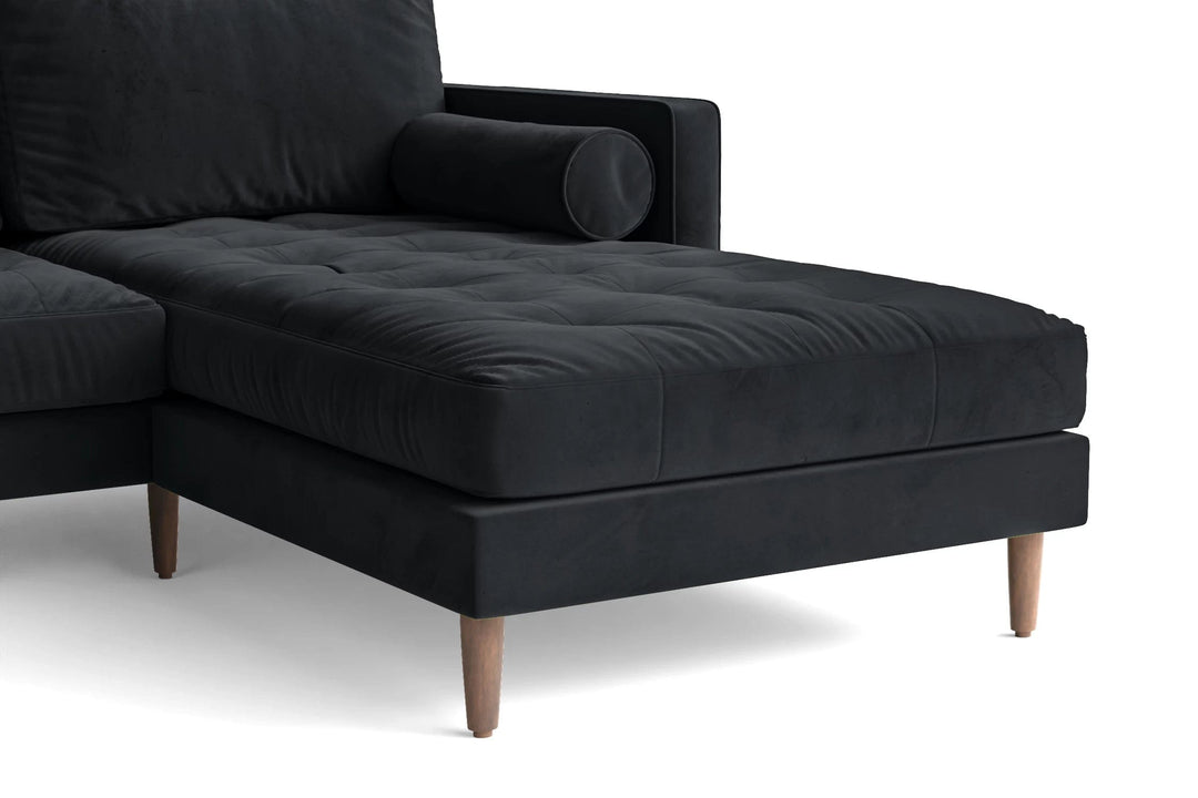 LIVELUSSO Chaise Lounge Sofa Gela 3 Seater Right Hand Facing Chaise Lounge Corner Sofa Dark Grey Velvet