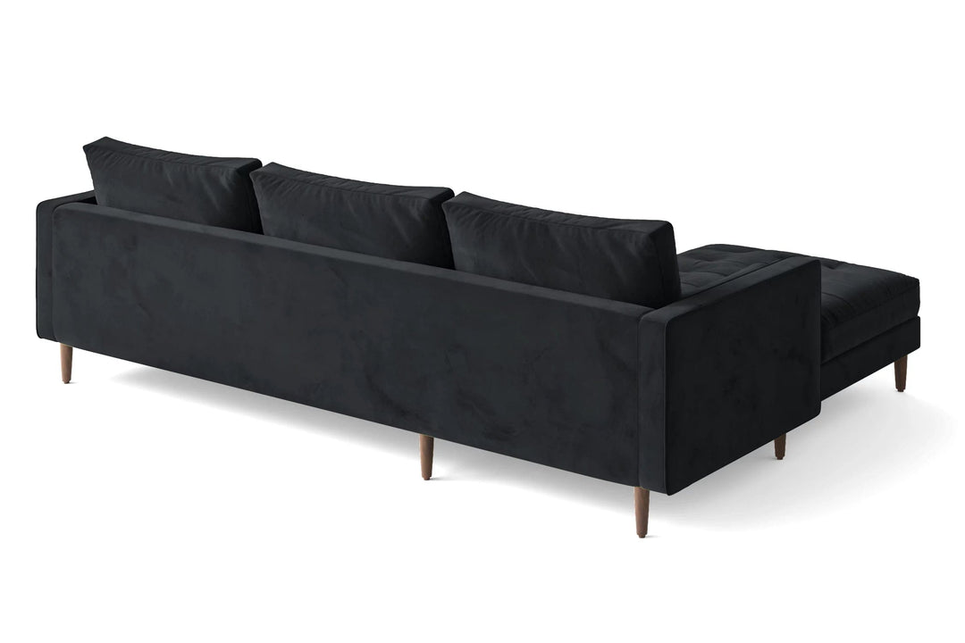 LIVELUSSO Chaise Lounge Sofa Gela 3 Seater Right Hand Facing Chaise Lounge Corner Sofa Dark Grey Velvet