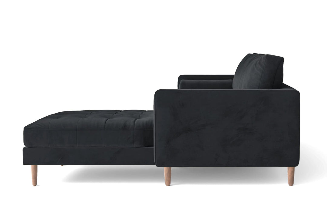 LIVELUSSO Chaise Lounge Sofa Gela 3 Seater Right Hand Facing Chaise Lounge Corner Sofa Dark Grey Velvet