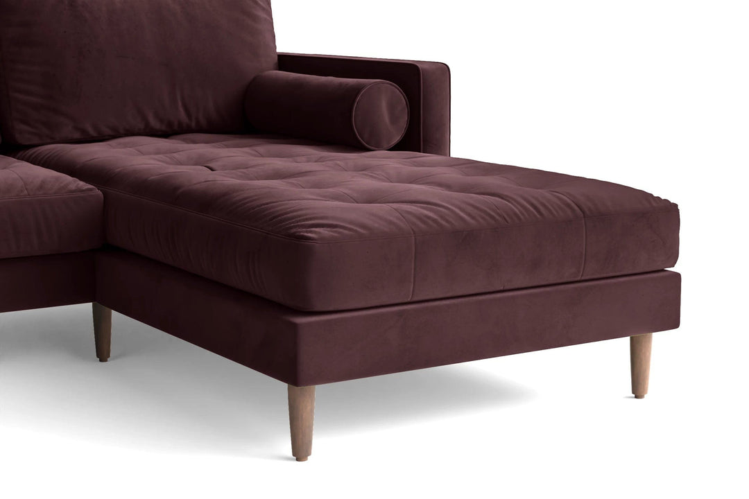 LIVELUSSO Chaise Lounge Sofa Gela 3 Seater Right Hand Facing Chaise Lounge Corner Sofa Grape Velvet