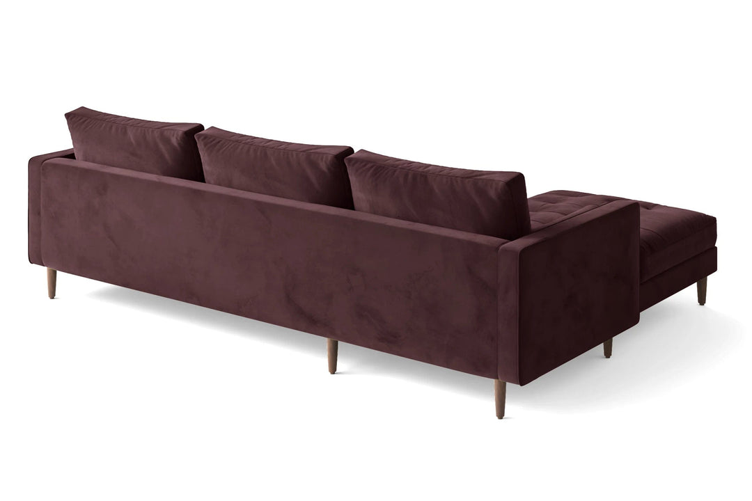 LIVELUSSO Chaise Lounge Sofa Gela 3 Seater Right Hand Facing Chaise Lounge Corner Sofa Grape Velvet