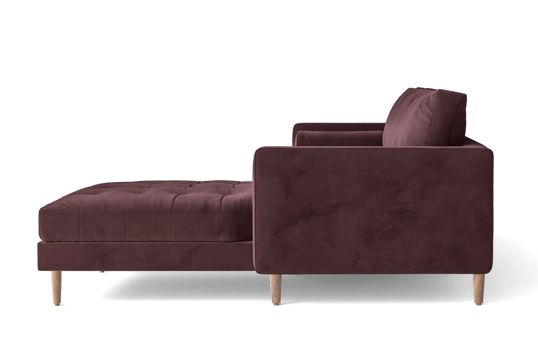 LIVELUSSO Chaise Lounge Sofa Gela 3 Seater Right Hand Facing Chaise Lounge Corner Sofa Grape Velvet