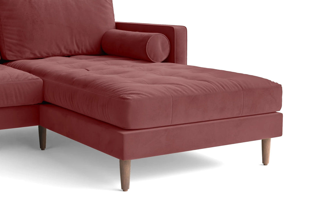 LIVELUSSO Chaise Lounge Sofa Gela 3 Seater Right Hand Facing Chaise Lounge Corner Sofa Pink Velvet