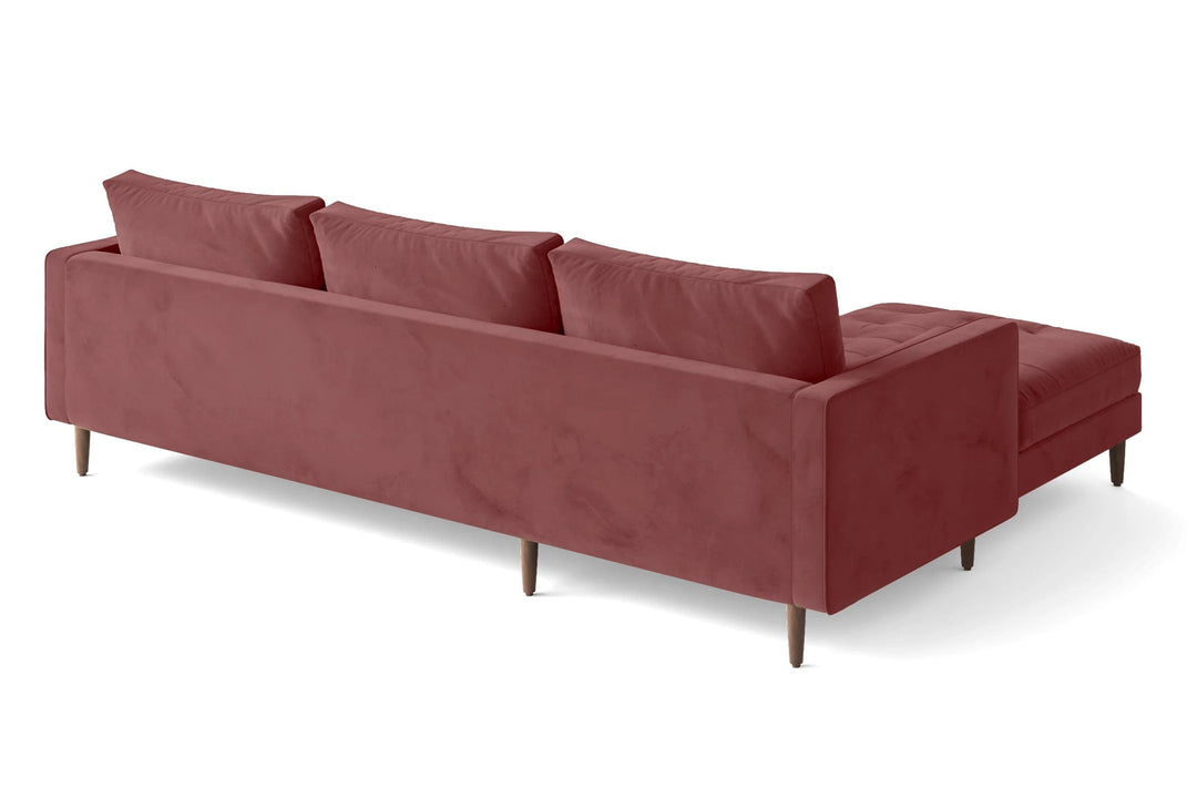 LIVELUSSO Chaise Lounge Sofa Gela 3 Seater Right Hand Facing Chaise Lounge Corner Sofa Pink Velvet