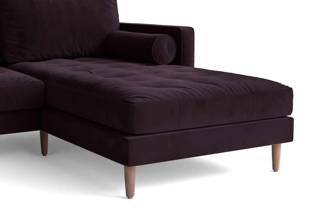 LIVELUSSO Chaise Lounge Sofa Gela 3 Seater Right Hand Facing Chaise Lounge Corner Sofa Purple Velvet