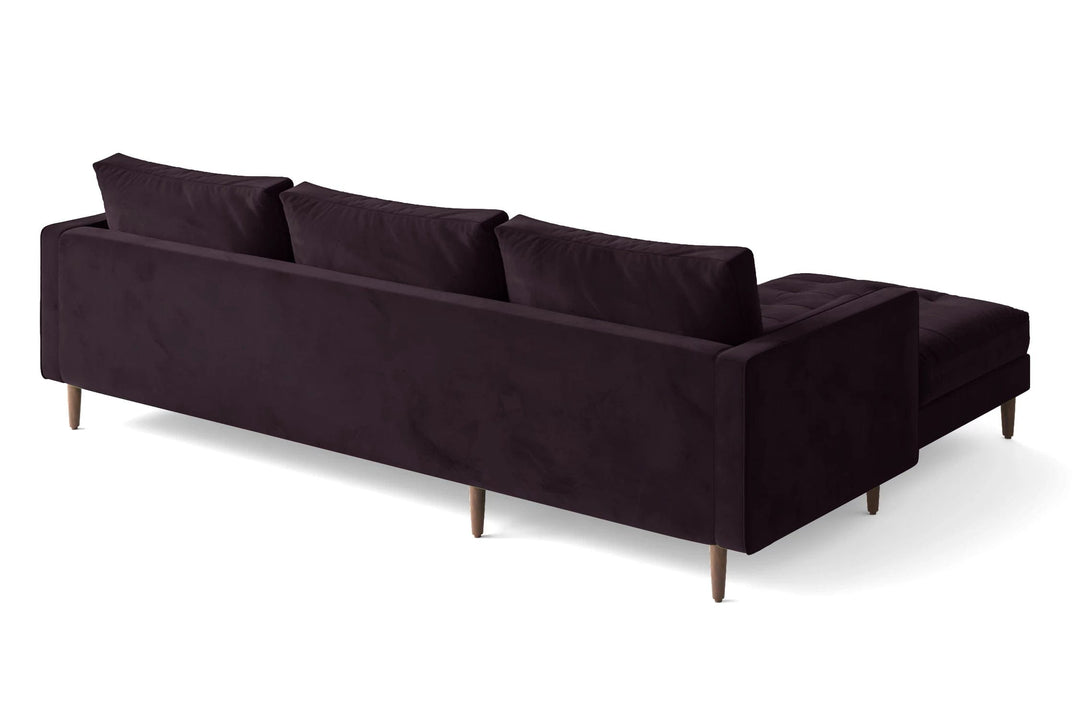 LIVELUSSO Chaise Lounge Sofa Gela 3 Seater Right Hand Facing Chaise Lounge Corner Sofa Purple Velvet