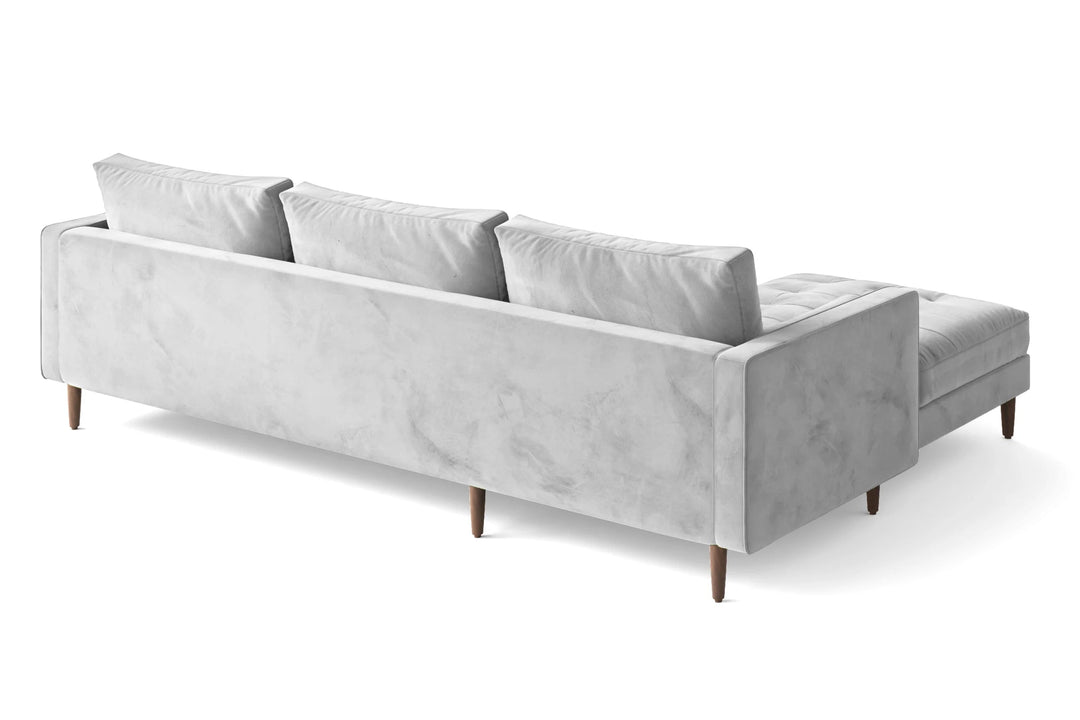 LIVELUSSO Chaise Lounge Sofa Gela 3 Seater Right Hand Facing Chaise Lounge Corner Sofa White Velvet